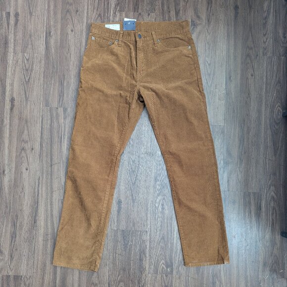 NWT GAP 90s Original Straight Fit Corduroy Pants Bright Brown Midrise 31w 30 ins - Picture 1 of 4
